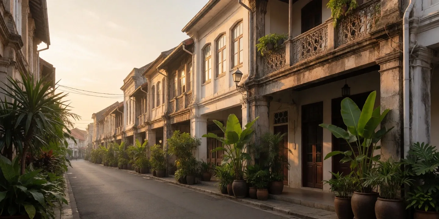 Heritage shopfronts on Braga Street in Bandung